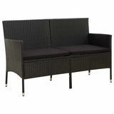 vidaXL Tuinbank 3-zits met kussen poly rattan bruin