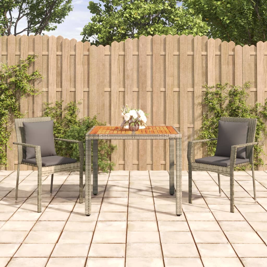 vidaXL 3-delige Tuinset met kussens poly rattan zwart
