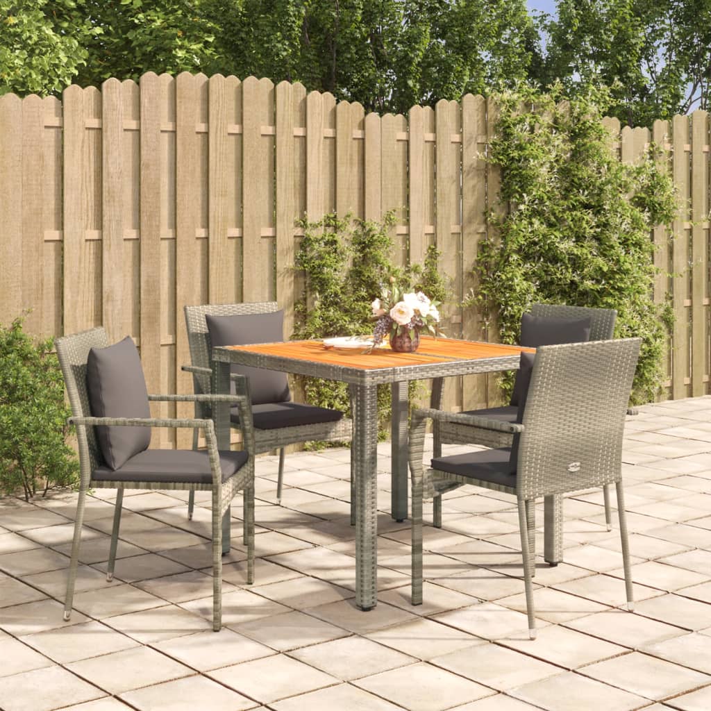 vidaXL 3-delige Tuinset met kussens poly rattan zwart