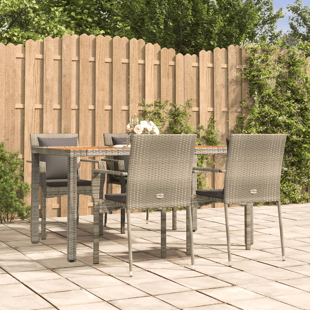 vidaXL 3-delige Tuinset met kussens poly rattan zwart