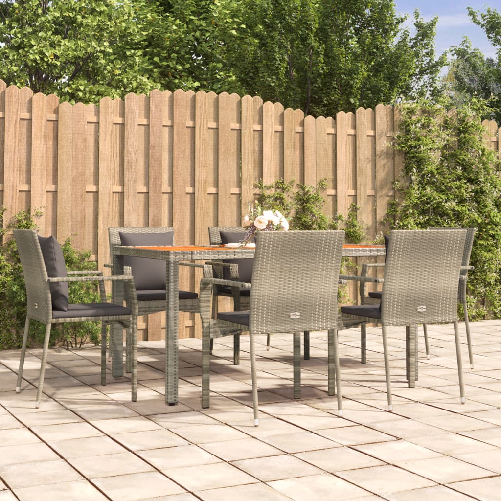 vidaXL 3-delige Tuinset met kussens poly rattan zwart
