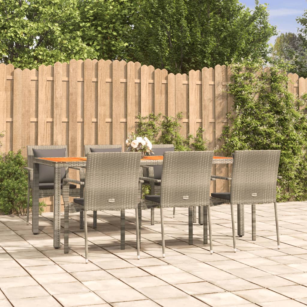 vidaXL 3-delige Tuinset met kussens poly rattan zwart