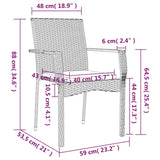 vidaXL 3-delige Tuinset met kussens poly rattan zwart