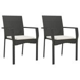 vidaXL 3-delige Tuinset met kussens poly rattan zwart