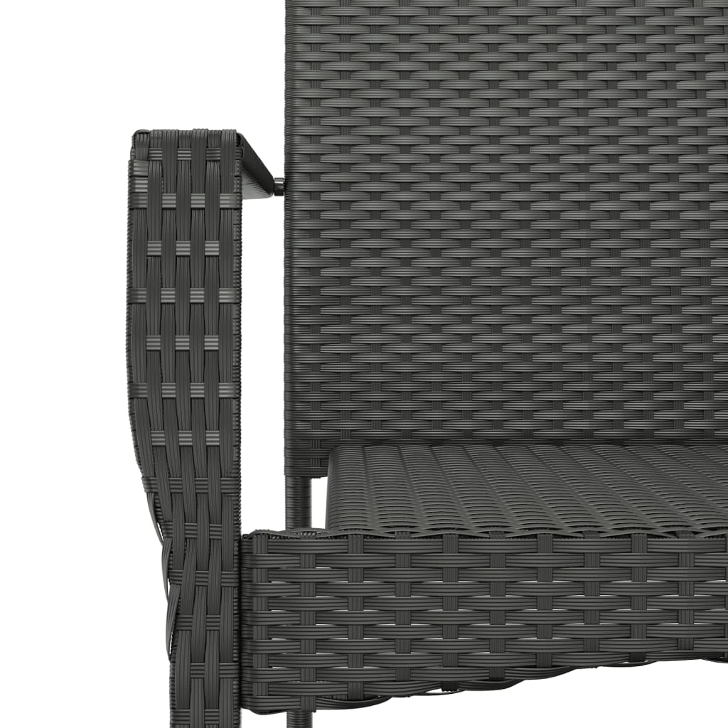 vidaXL 3-delige Tuinset met kussens poly rattan zwart