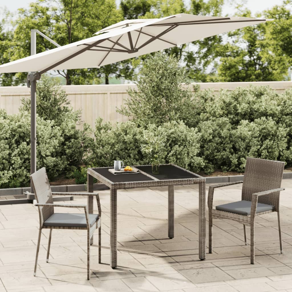vidaXL 3-delige Tuinset met kussens poly rattan zwart