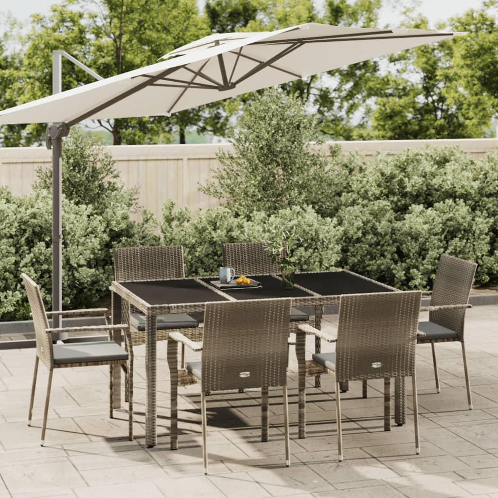vidaXL 3-delige Tuinset met kussens poly rattan zwart