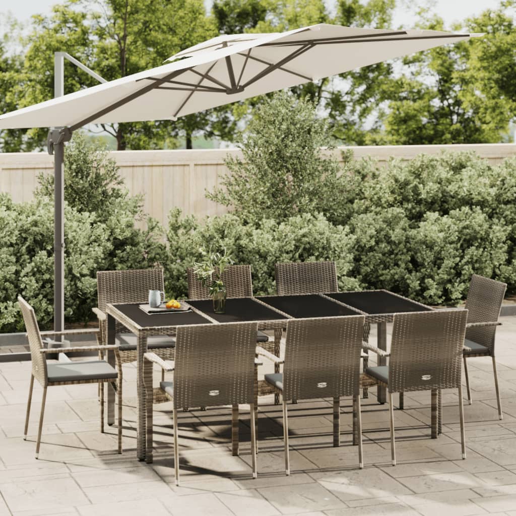 vidaXL 3-delige Tuinset met kussens poly rattan zwart