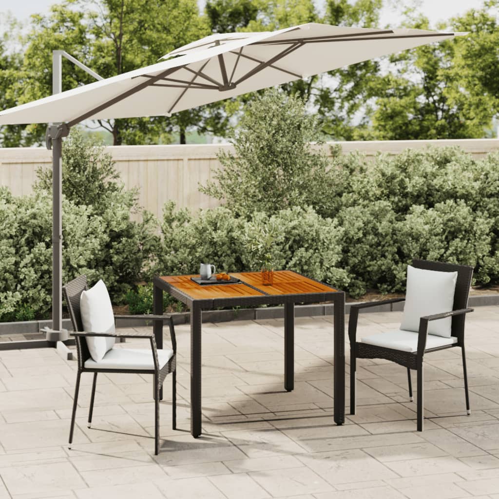 vidaXL 3-delige Tuinset met kussens poly rattan zwart