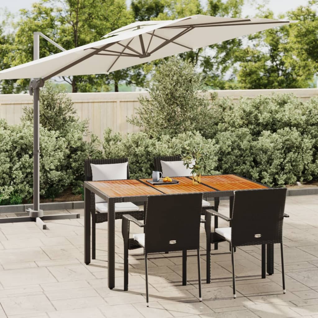 vidaXL 3-delige Tuinset met kussens poly rattan zwart