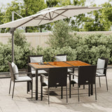 vidaXL 3-delige Tuinset met kussens poly rattan zwart