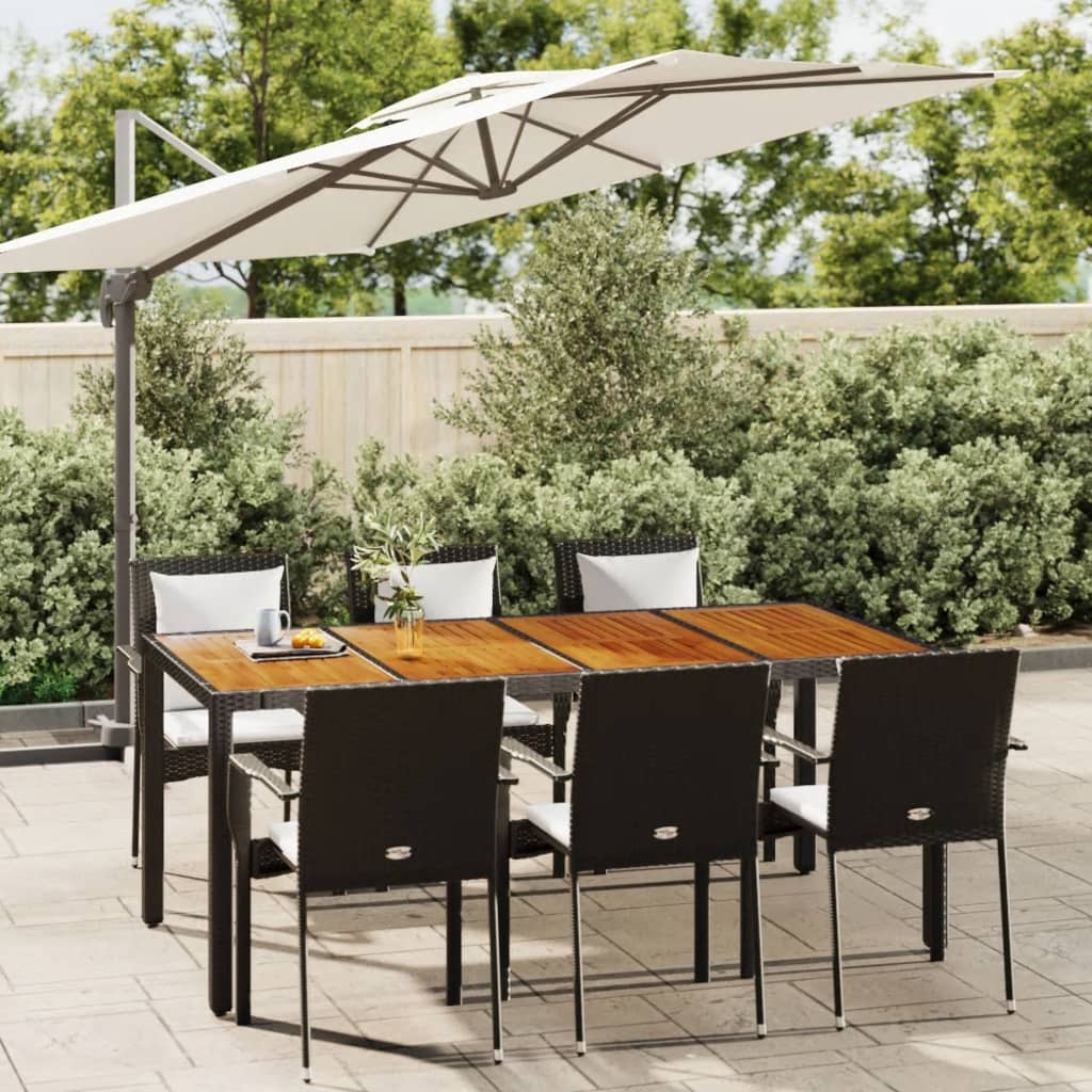 vidaXL 3-delige Tuinset met kussens poly rattan zwart