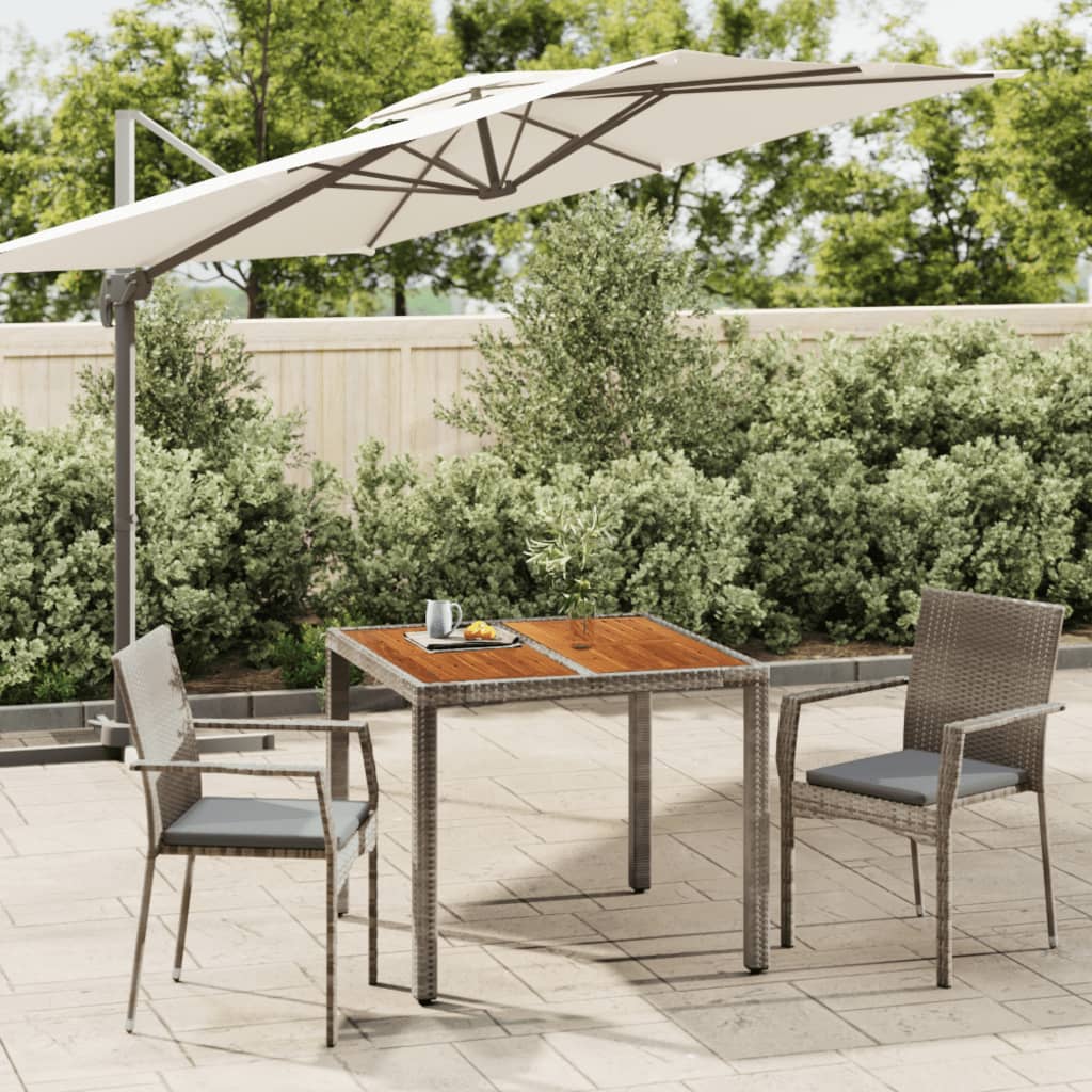 vidaXL 3-delige Tuinset met kussens poly rattan zwart