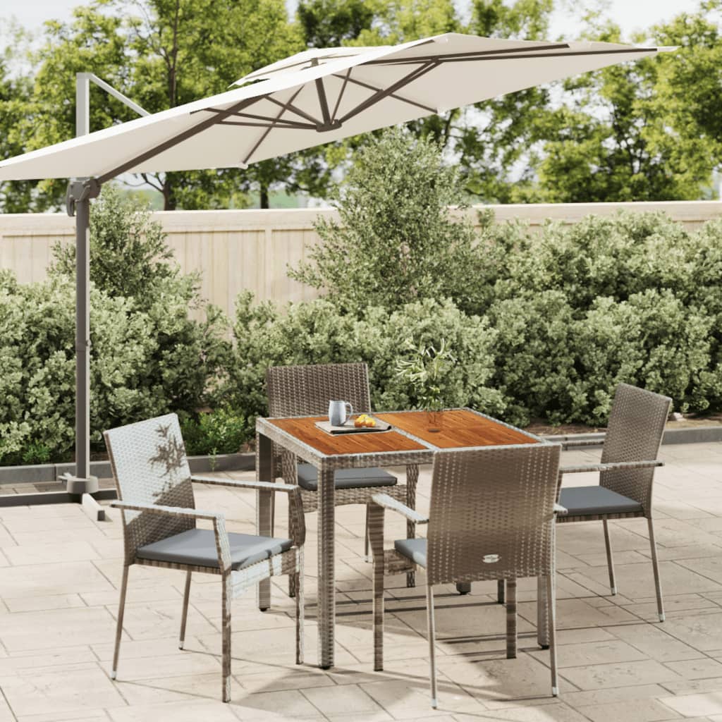 vidaXL 3-delige Tuinset met kussens poly rattan zwart