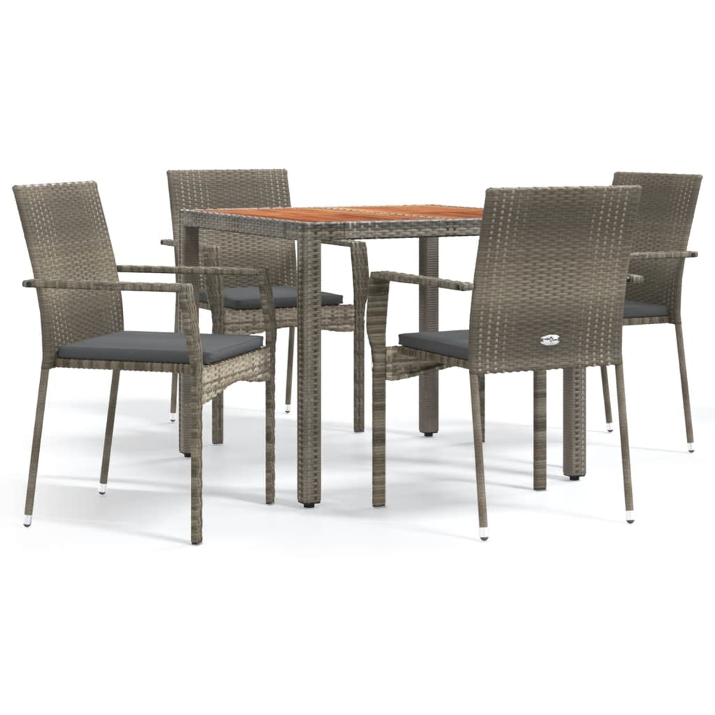 vidaXL 3-delige Tuinset met kussens poly rattan zwart
