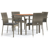 vidaXL 3-delige Tuinset met kussens poly rattan zwart