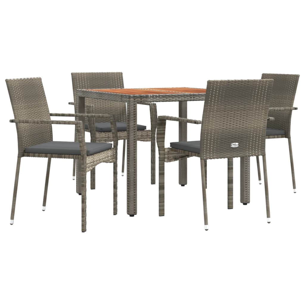 vidaXL 3-delige Tuinset met kussens poly rattan zwart