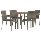 vidaXL 3-delige Tuinset met kussens poly rattan zwart