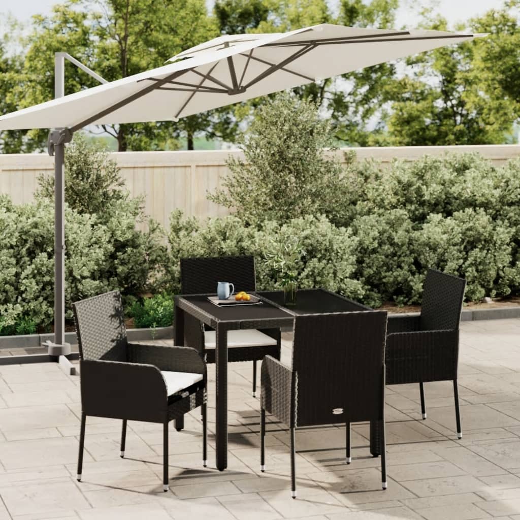 vidaXL 3-Piece Garden Lounge Set with Cushions Poly Rattan Black