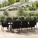 vidaXL 3-Piece Garden Lounge Set with Cushions Poly Rattan Black