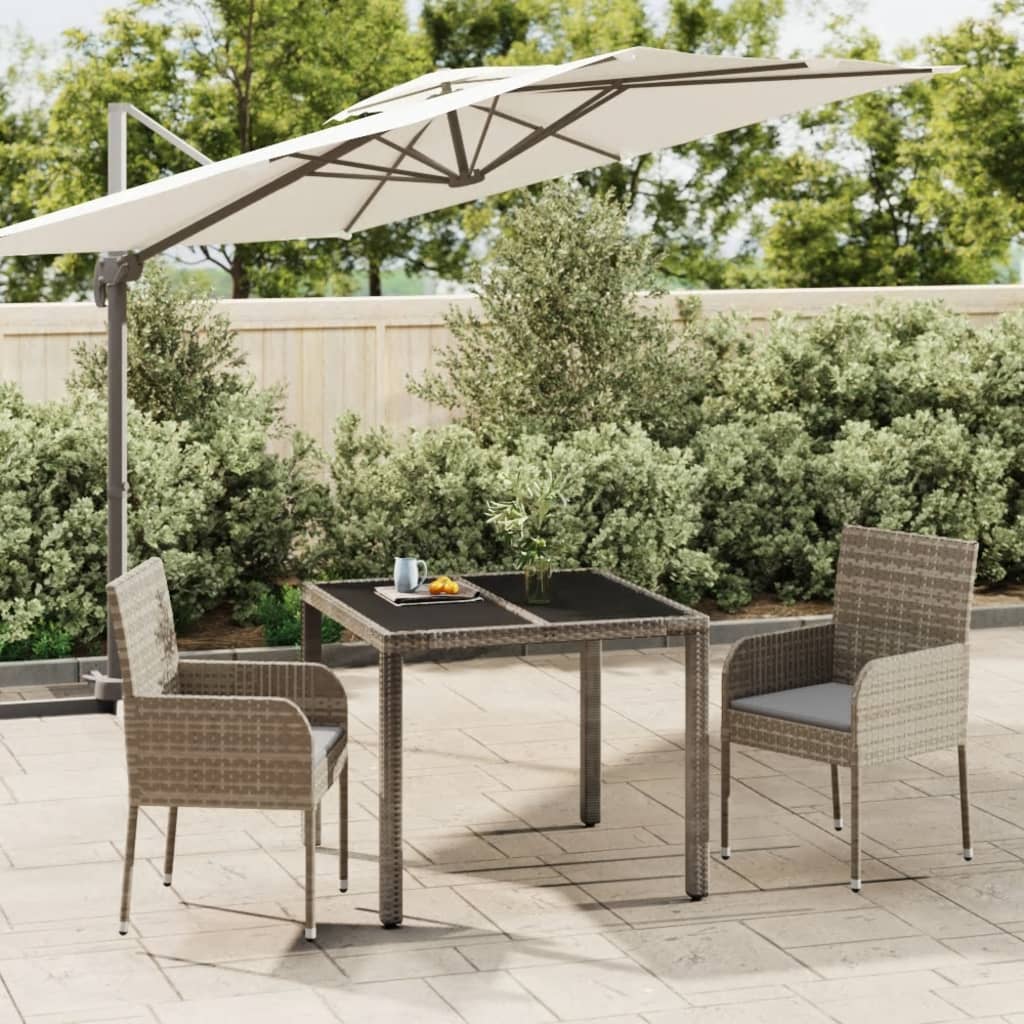 vidaXL 3-Piece Garden Lounge Set with Cushions Poly Rattan Black