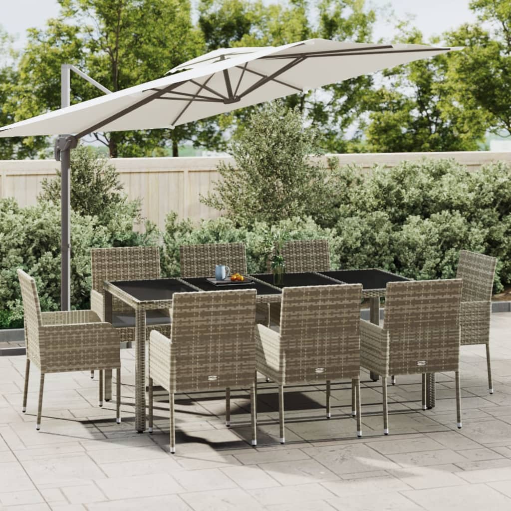 vidaXL 3-Piece Garden Lounge Set with Cushions Poly Rattan Black