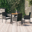 vidaXL 3-delige Tuinset met kussens poly rattan zwart