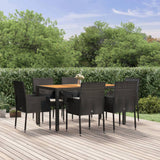 vidaXL 3-delige Tuinset met kussens poly rattan zwart