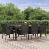 vidaXL 3-delige Tuinset met kussens poly rattan zwart