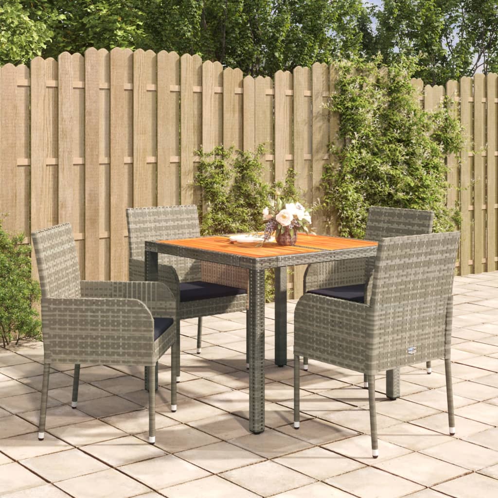 vidaXL 3-delige Tuinset met kussens poly rattan zwart
