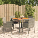 vidaXL 3-delige Tuinset met kussens poly rattan zwart