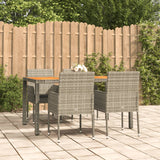 vidaXL 3-delige Tuinset met kussens poly rattan zwart