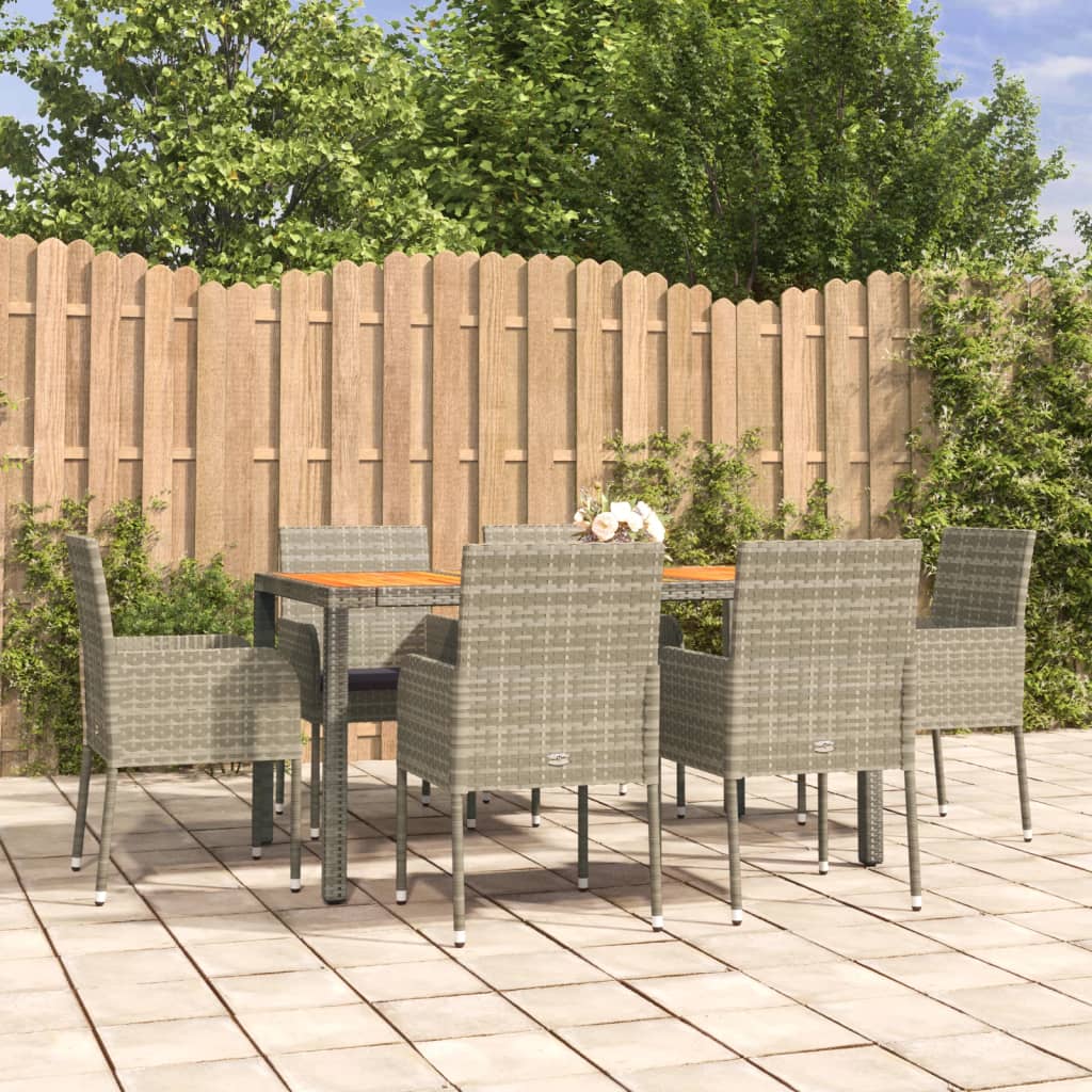 vidaXL 3-delige Tuinset met kussens poly rattan zwart