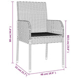 vidaXL 3-delige Tuinset met kussens poly rattan zwart