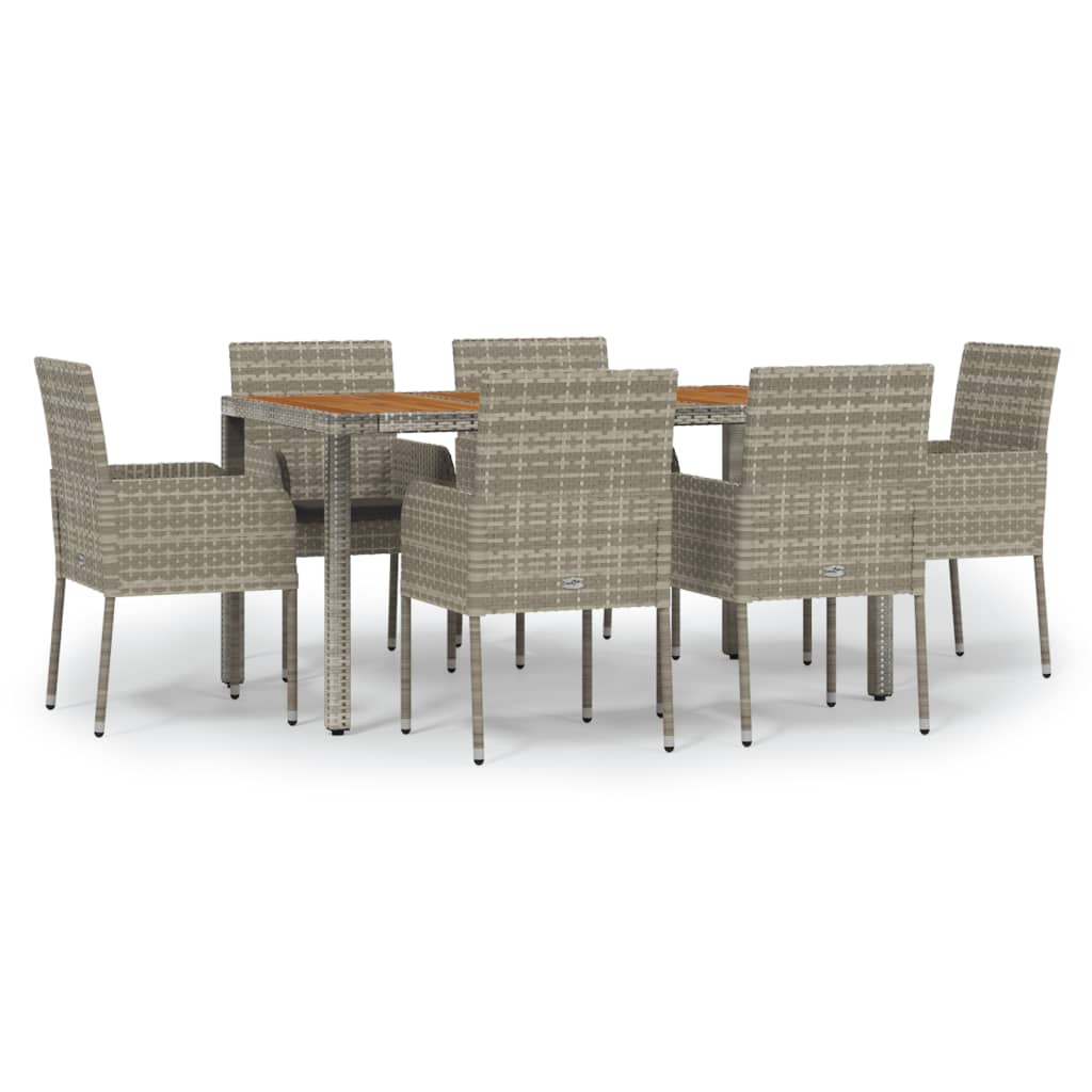 vidaXL 3-delige Tuinset met kussens poly rattan zwart