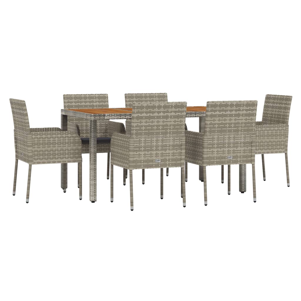 vidaXL 3-delige Tuinset met kussens poly rattan zwart