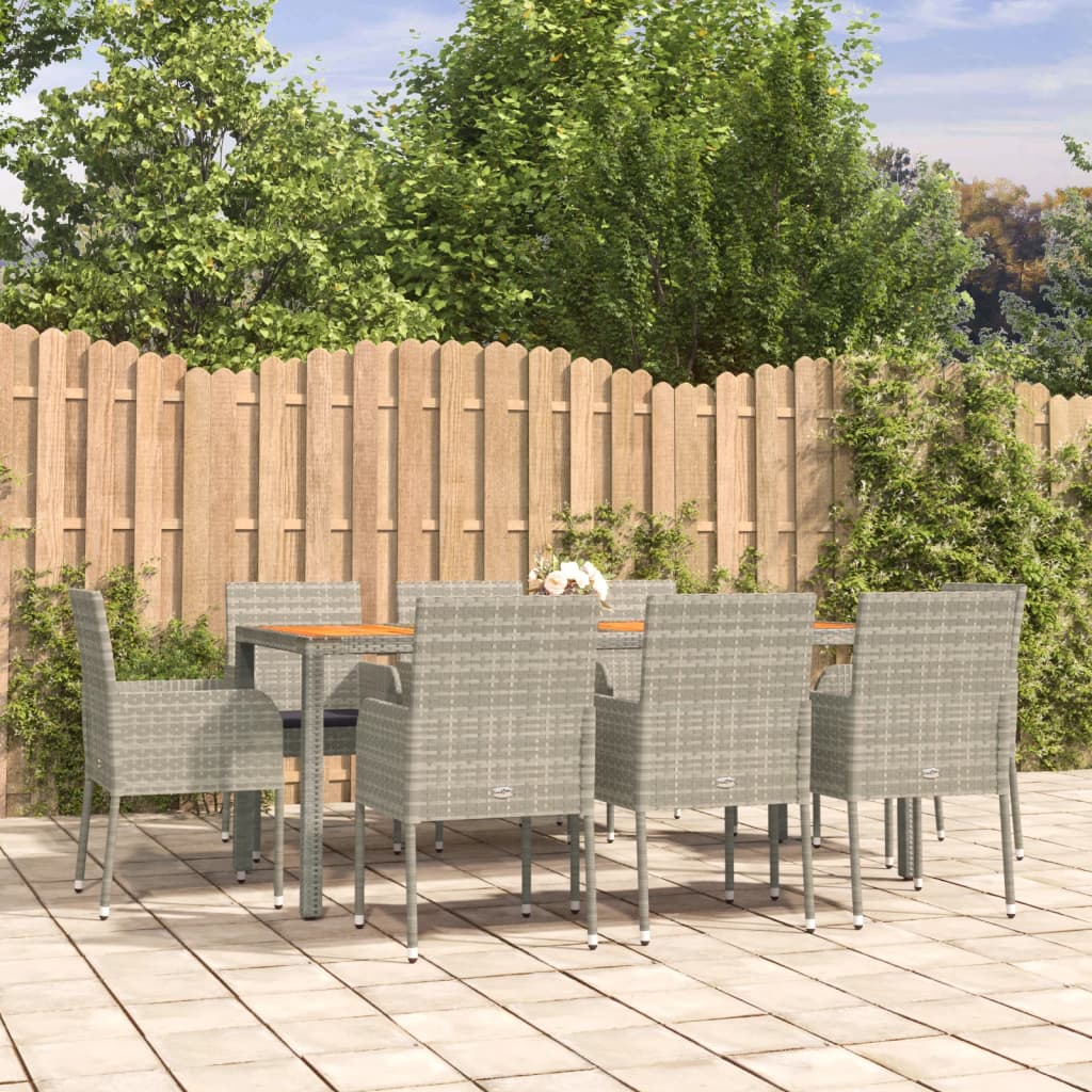 vidaXL 3-delige Tuinset met kussens poly rattan zwart