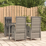 vidaXL 3-delige Tuinset met kussens poly rattan grijs