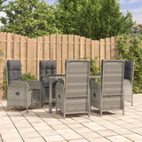 vidaXL 3-delige Tuinset met kussens poly rattan grijs