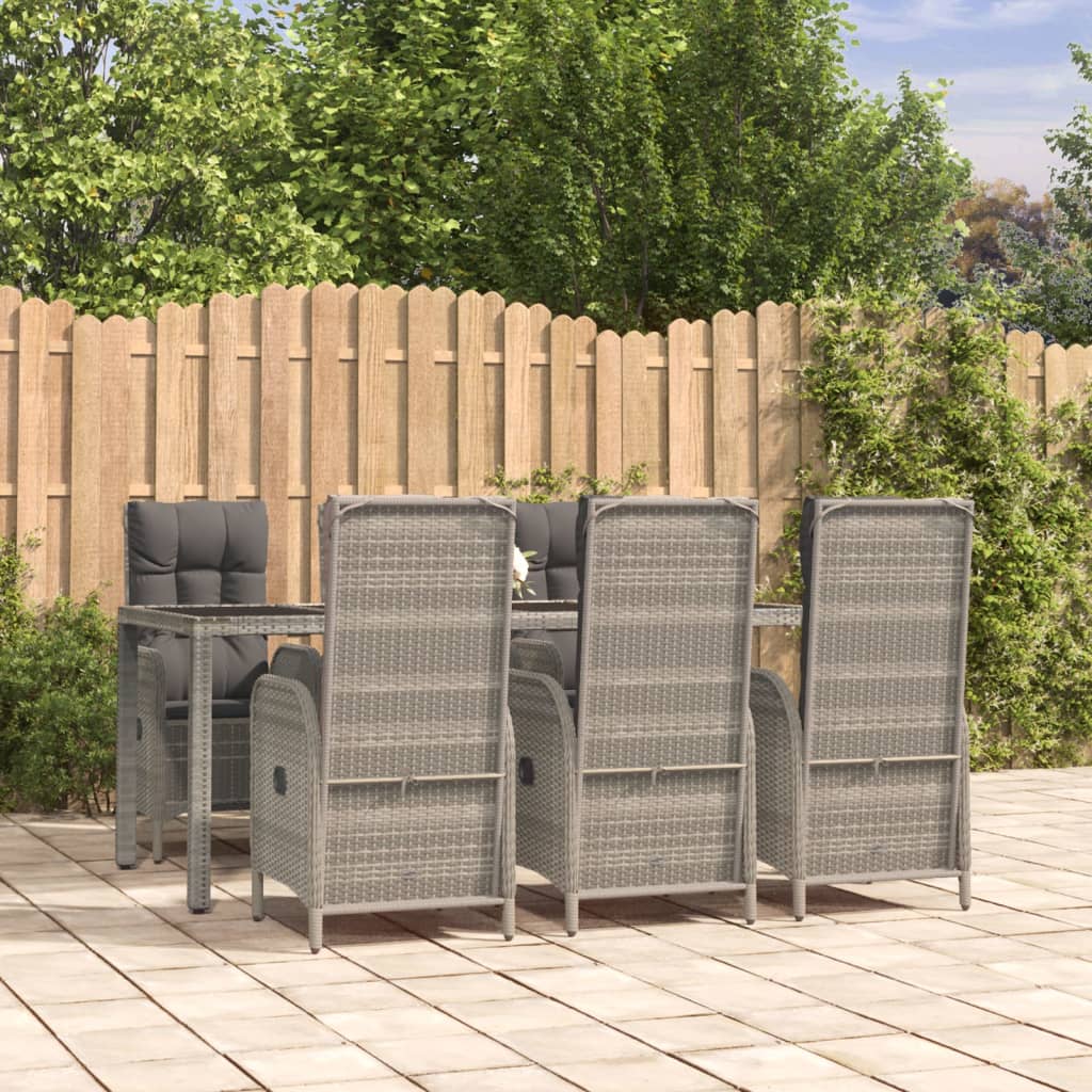 vidaXL 3-delige Tuinset met kussens poly rattan grijs