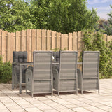 vidaXL 3-delige Tuinset met kussens poly rattan grijs