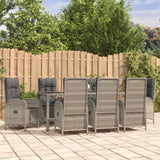 vidaXL 3-delige Tuinset met kussens poly rattan grijs