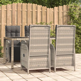 vidaXL 3-delige Tuinset met kussens poly rattan grijs