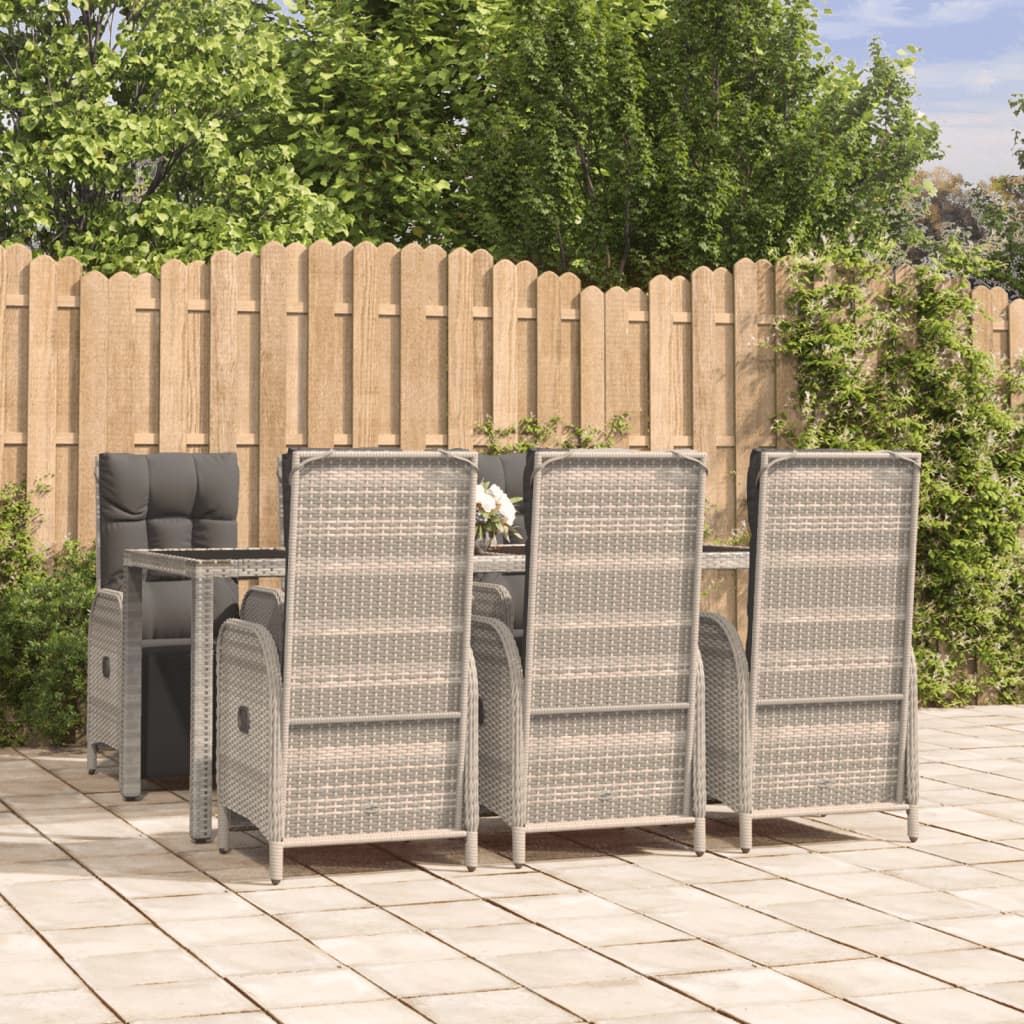 vidaXL 3-delige Tuinset met kussens poly rattan grijs