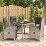 vidaXL 3-delige Tuinset met kussens poly rattan grijs