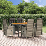 vidaXL 3-delige Tuinset met kussens poly rattan grijs