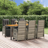 vidaXL 3-delige Tuinset met kussens poly rattan grijs