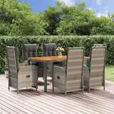 vidaXL 3-delige Tuinset met kussens poly rattan grijs