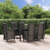 vidaXL 3-delige Tuinset met kussens poly rattan zwart