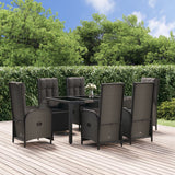 vidaXL 3-delige Tuinset met kussens poly rattan zwart